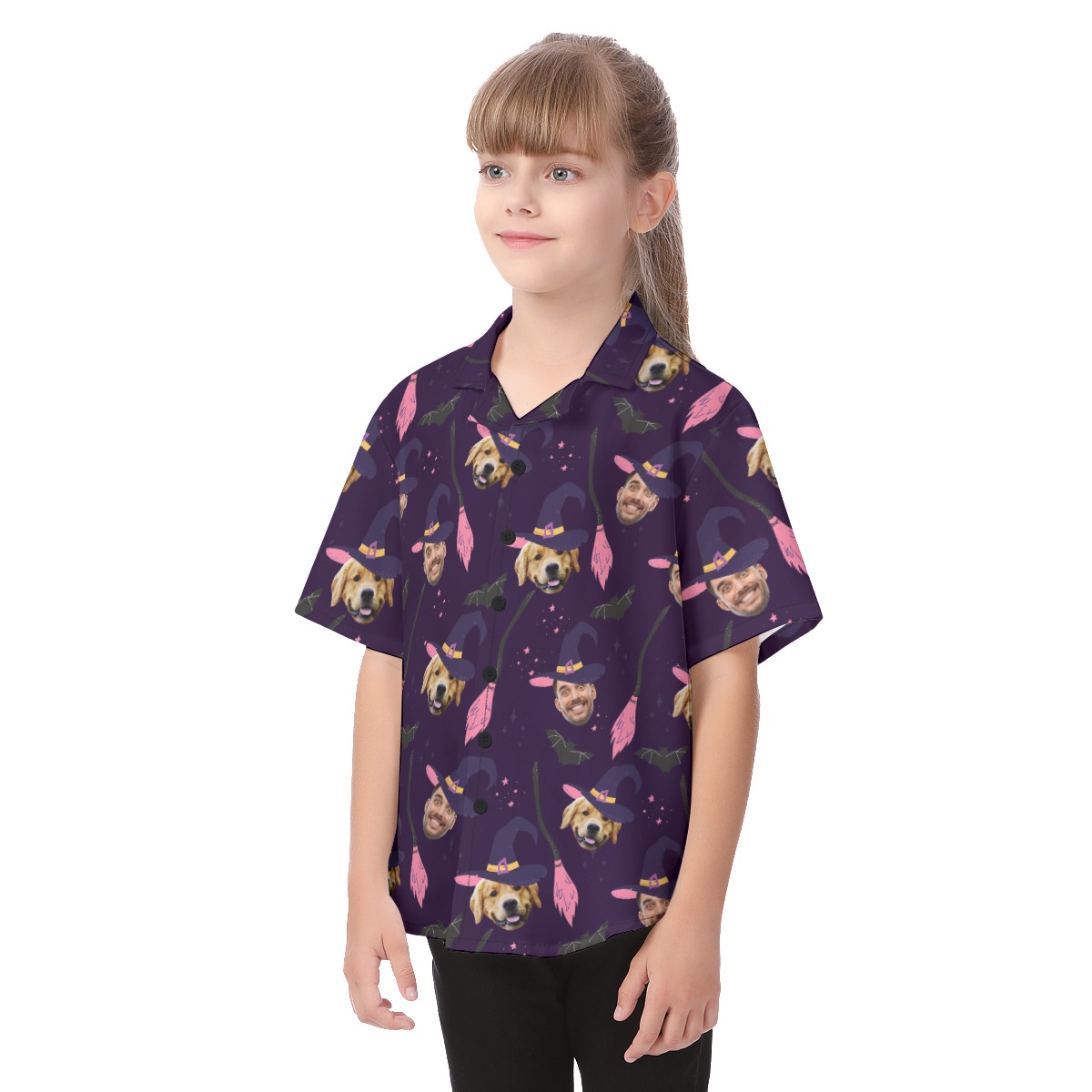 Custom Face Halloween Witches Kid's Hawaiian Shirt