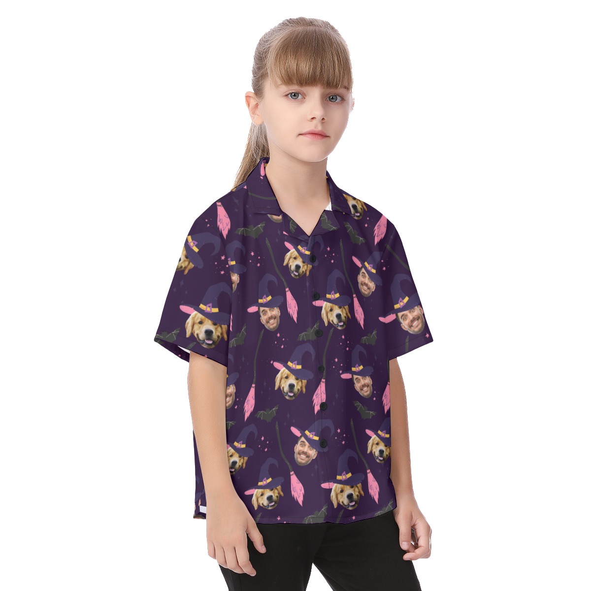 Custom Face Halloween Witches Kid's Hawaiian Shirt
