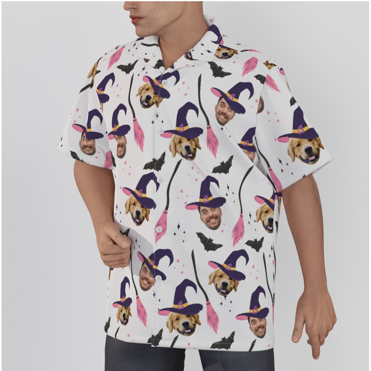 Personalized Witches Face Halloween Aloha Shirt For Men