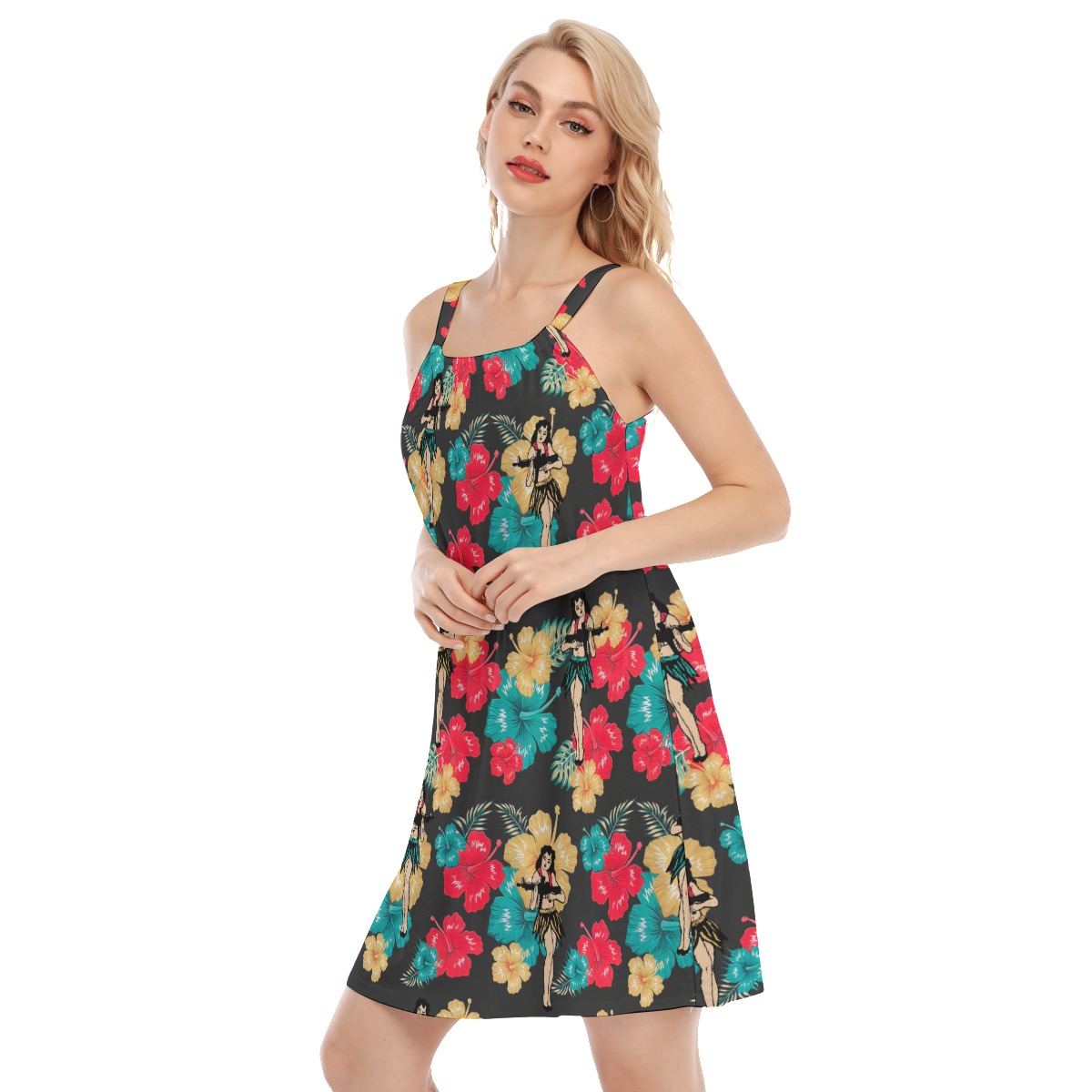Tactical Hula Girl With Gun Hawaiian Dress For Women