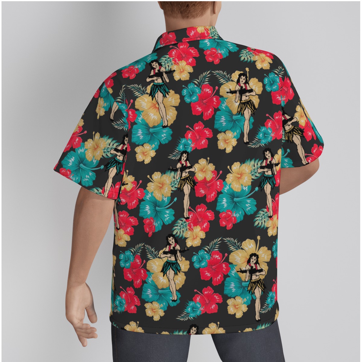 Hula Girl Tactical Hawaiian Shirt 100% Cotton For Men