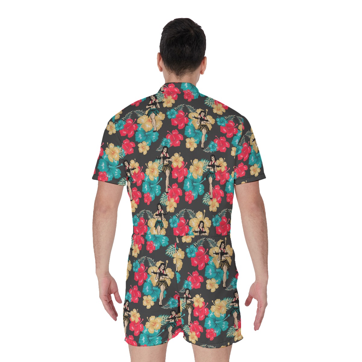 Tactical Hula Girls With Gun Tropical Romper For Men