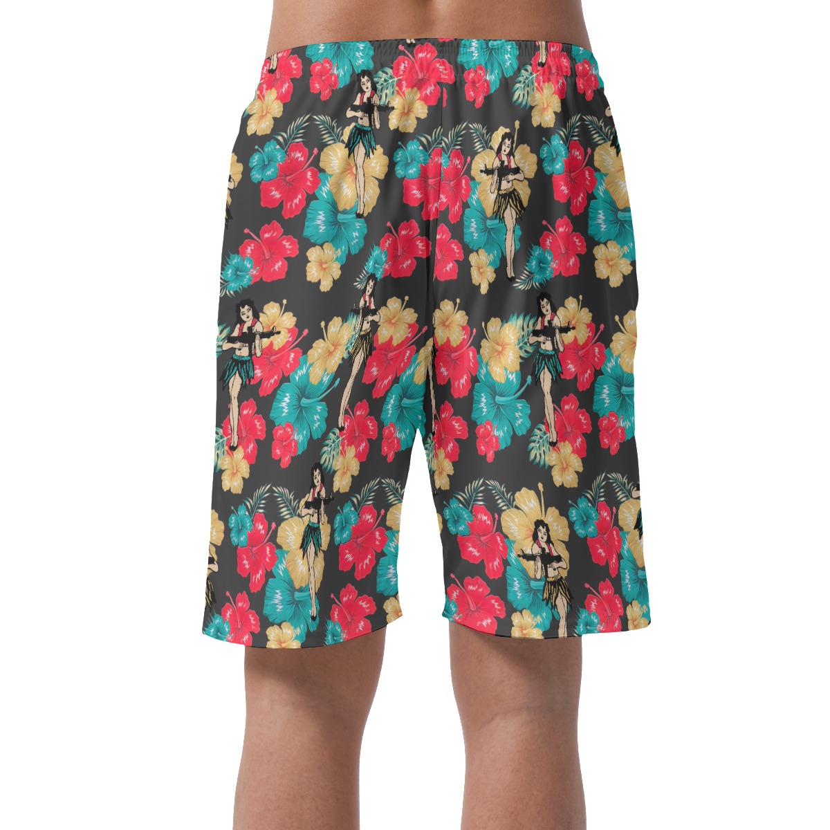 Funny Hula Girl With Guns Hawaiian Summer Shorts For Men