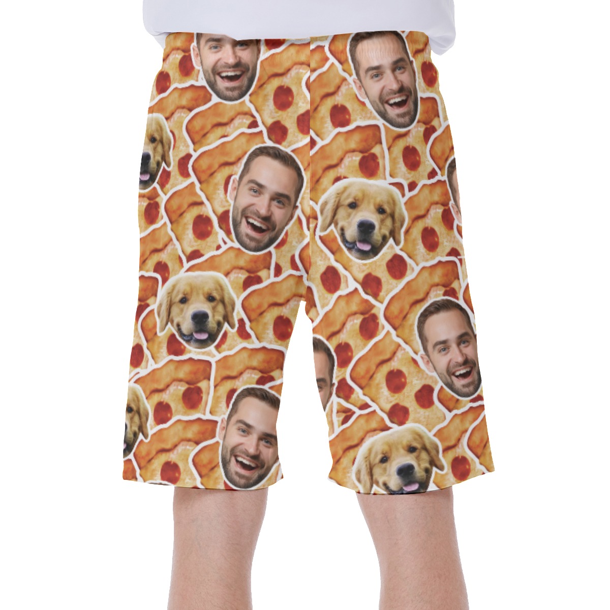 Personalized Faces On Pizza Hawaiian Men’s Swim Trunks