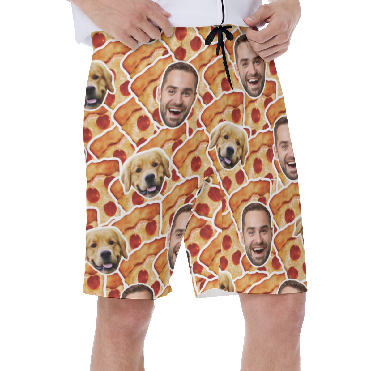 Personalized Faces On Pizza Hawaiian Men’s Swim Trunks