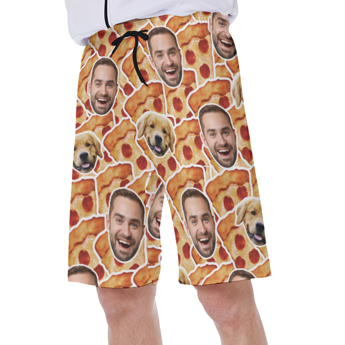Personalized Faces On Pizza Hawaiian Men’s Swim Trunks