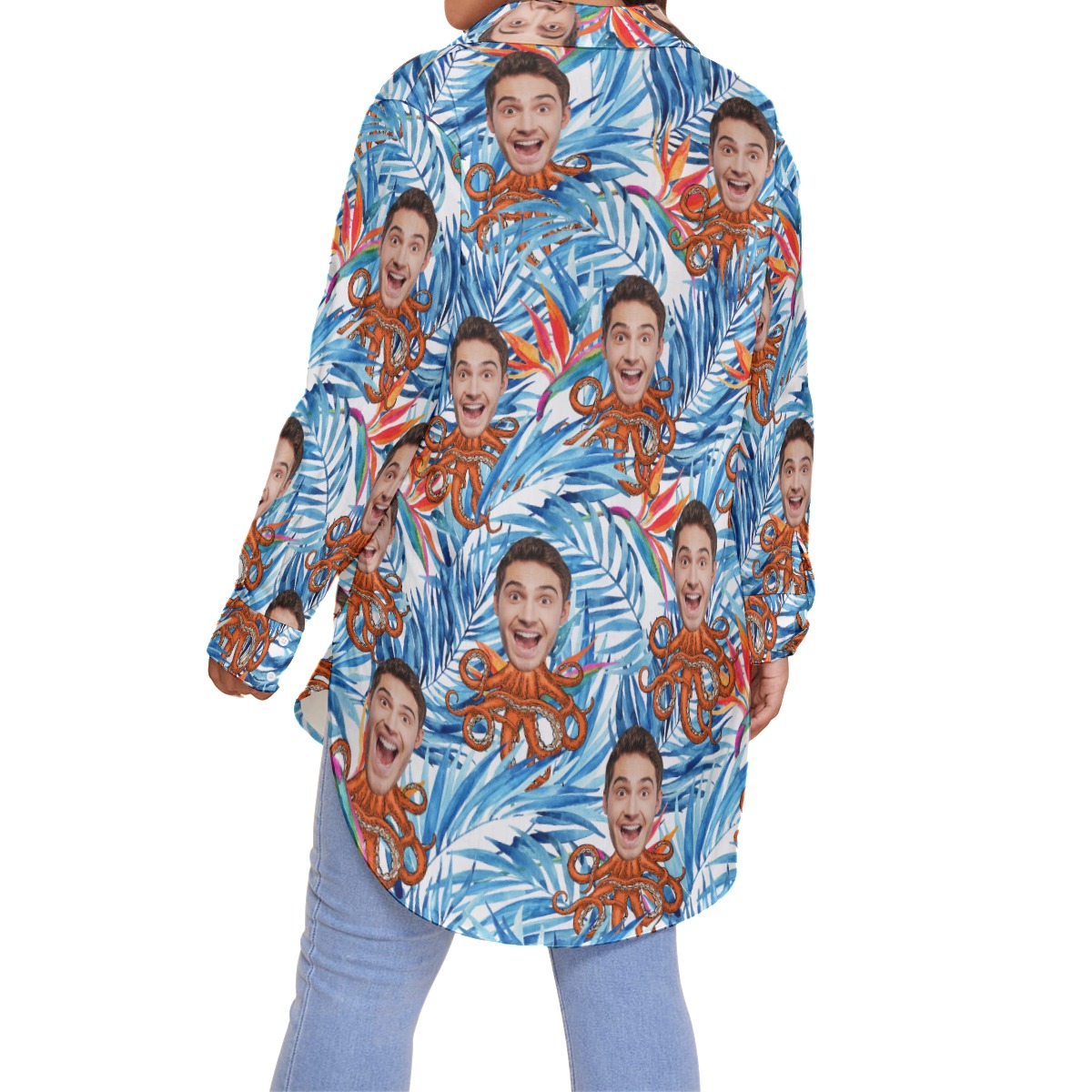 Tropical Custom Face Octopus Hawaiian Plus Size Hawaiian Shirt