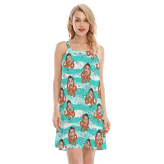 Funny Octopus Aloha Cami Dress With Custom Face
