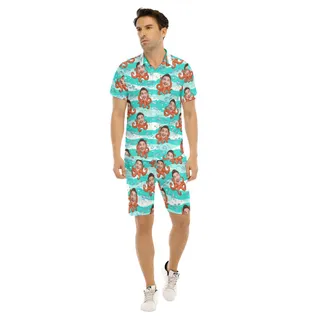 Set Custom Face Octopus Hawaiian Shirt And Matching Shorts For Men
