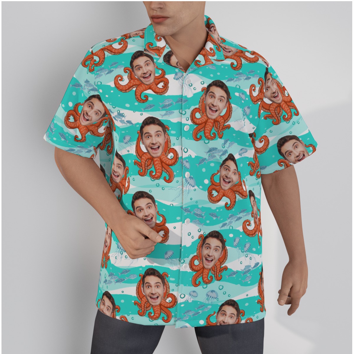 Funny Custom Face Octopus Hawaiian Shirt - variant image 1
