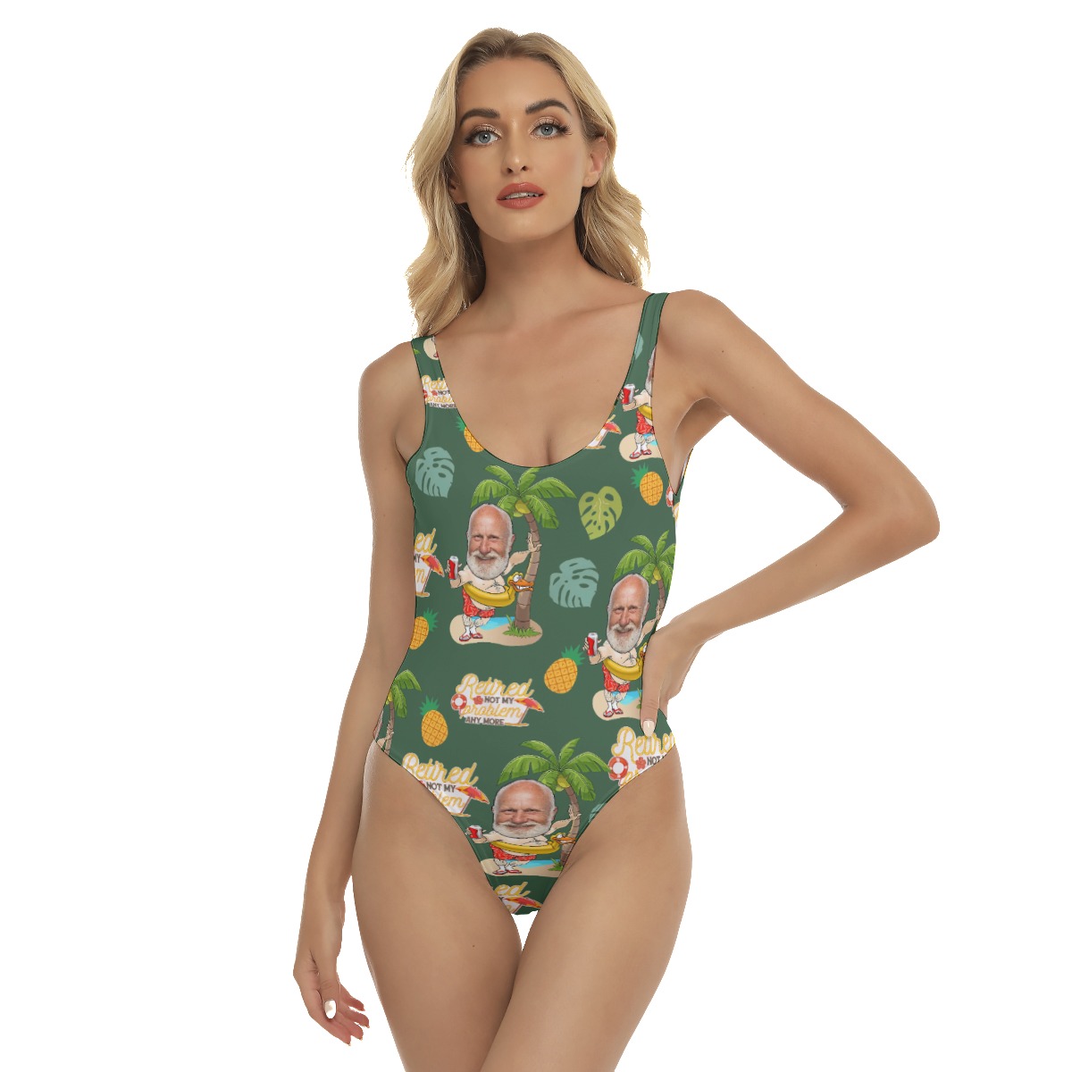 Funny Retirement Gift Ideas Custom Face Hawaiian Swimsuit For Women - variant image 1