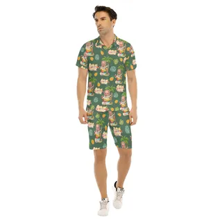 Set Custom Face Retirement Hawaiian Shirt And Matching Shorts For Men