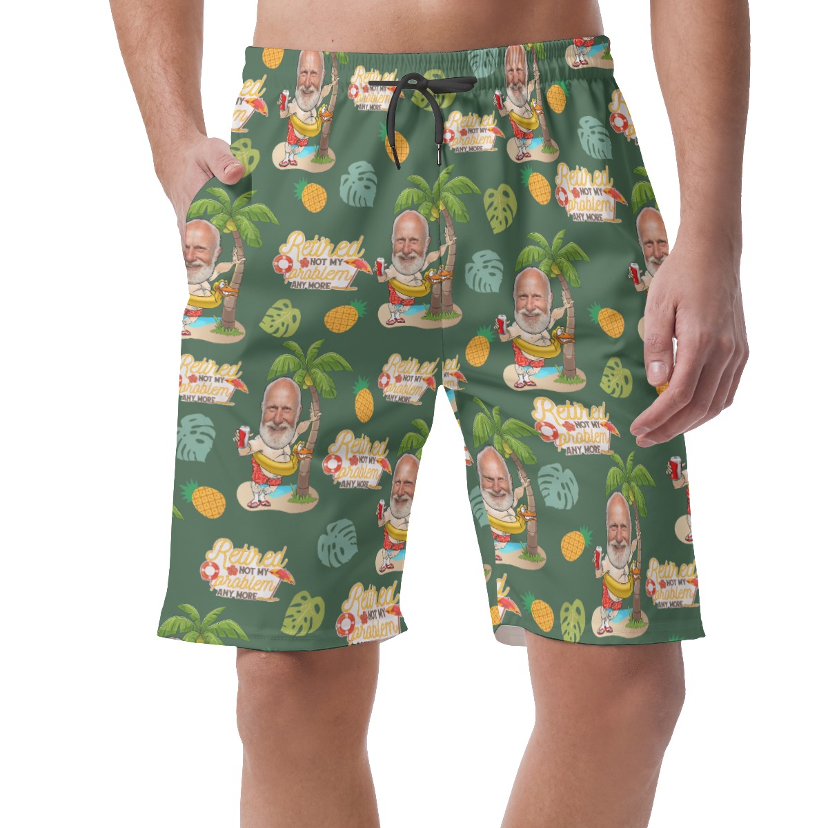 Funny Custom Face Hawaiian Beach Shorts Retired Not My Problem Any More - variant image 1