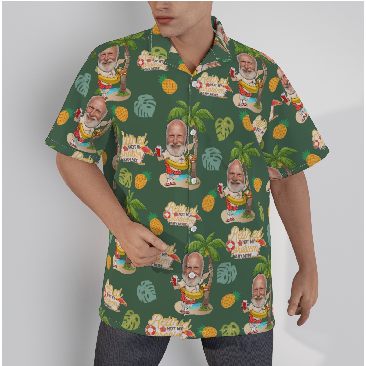 Custom Face Hawaiian Shirt Retired Not My Problem Any More - variant image 1