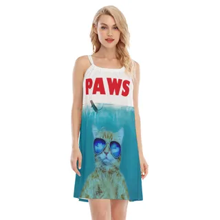 Funny Blue Cat Paws Summer Dresses For Women