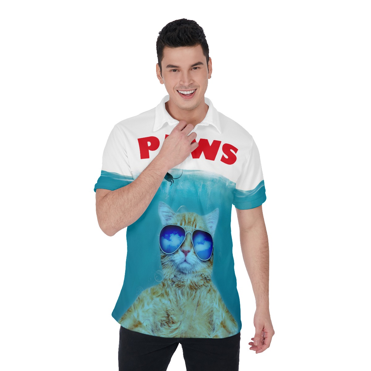 Funny Cat Paws Hawaiian Polo Shirt - variant image 1