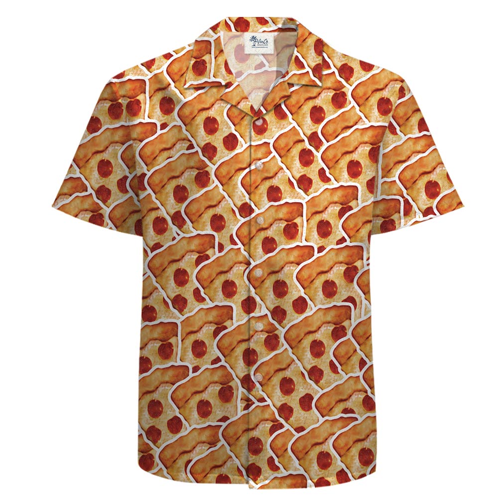 Funny Pizza Cotton Men's Hawaiian Shirt - variant image 1