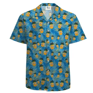 Cotton Pineapple Hawaiian Tropical Shirt For Men