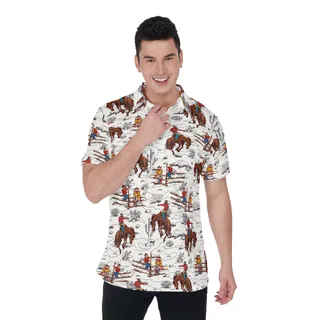 Cool Cowboy Hawaiian Collared Shirt Polo For Men