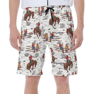 Funny Cowboy Hawaiian Swim Trunks For Men