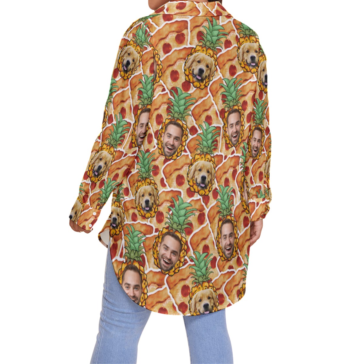 Funny Pizza Custom Face Plus Size Hawaiian Shirt With Pineapple