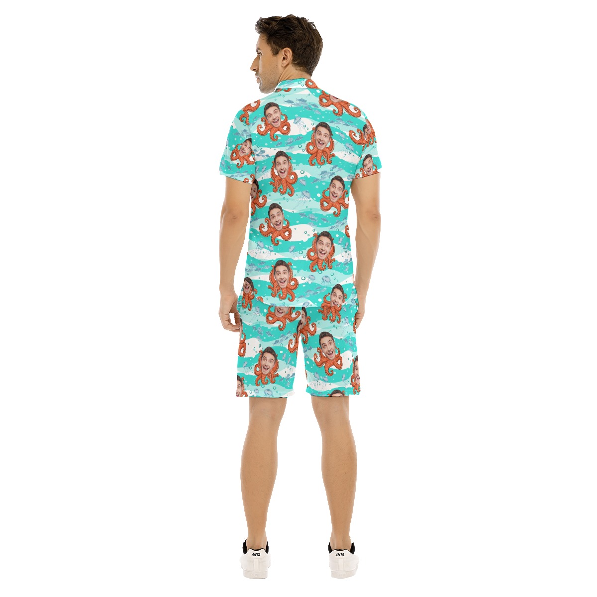 Set Custom Face Octopus Hawaiian Shirt And Matching Shorts For Men