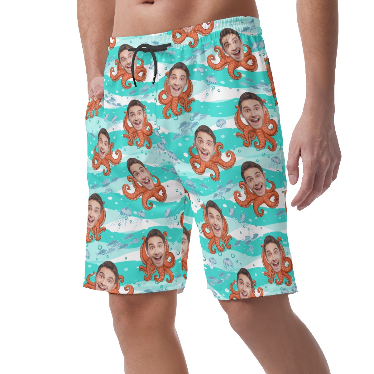 Funny Octopus Hawaiian Beach Shorts With Custom Face