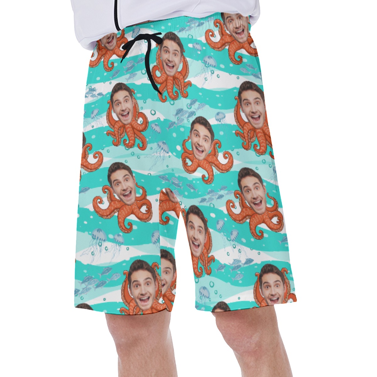 Custom Octopus Hawaiian Swim Trunks With Face