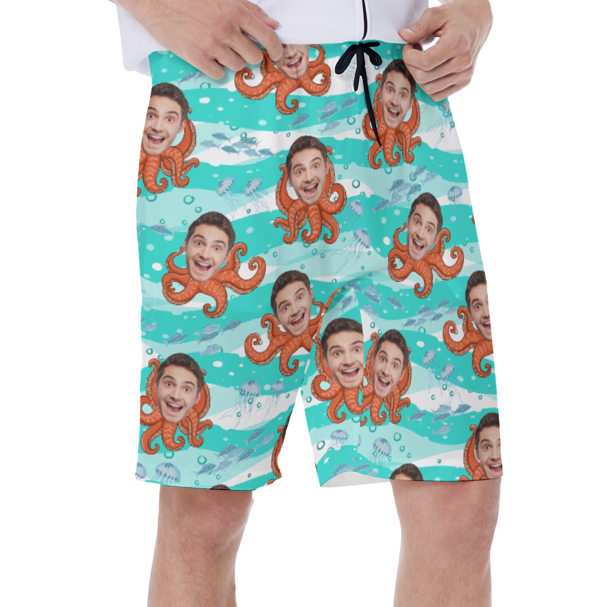 Custom Octopus Hawaiian Swim Trunks With Face