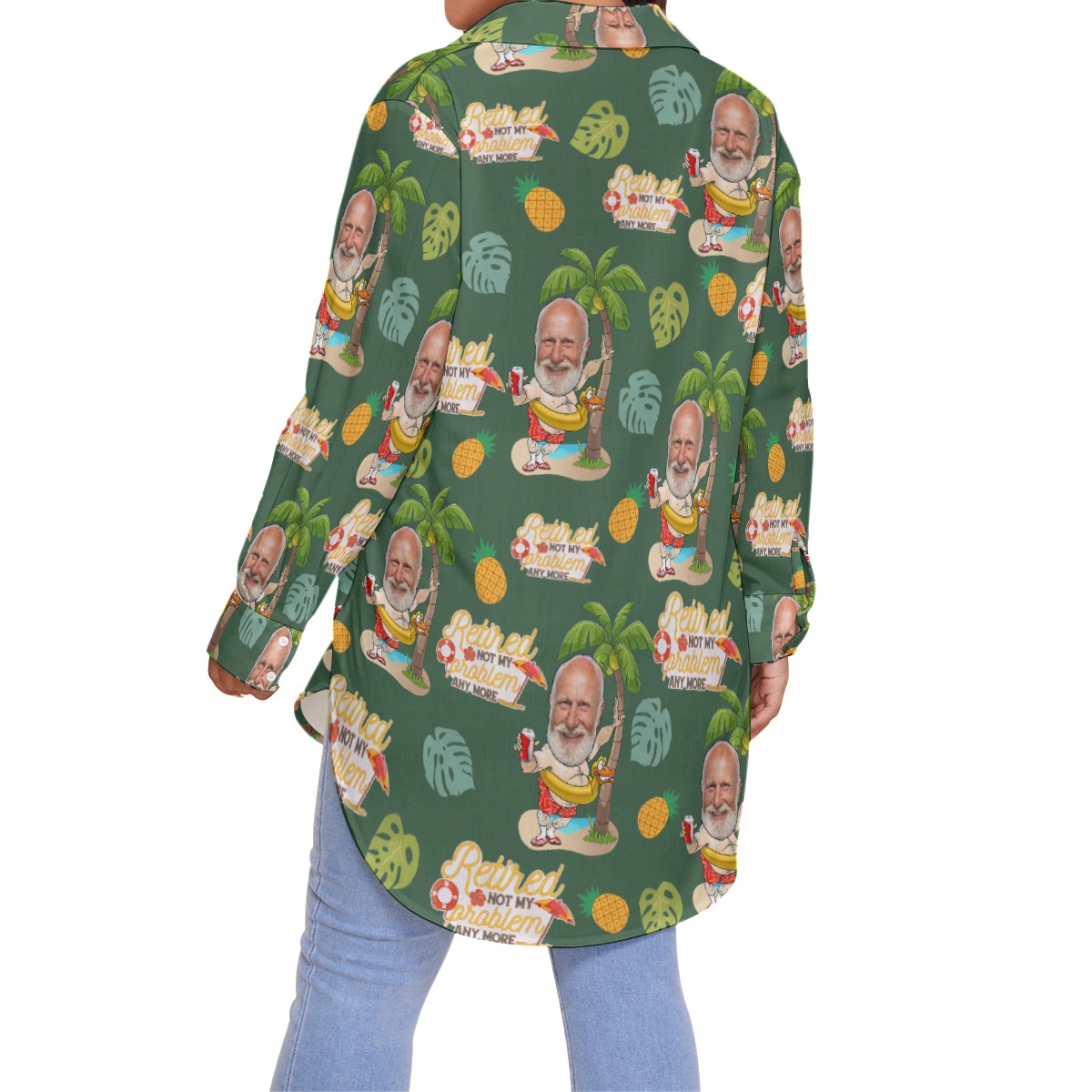 Funny Custom Face Plus Size Hawaiian Shirt Retired Not My Problem Any More