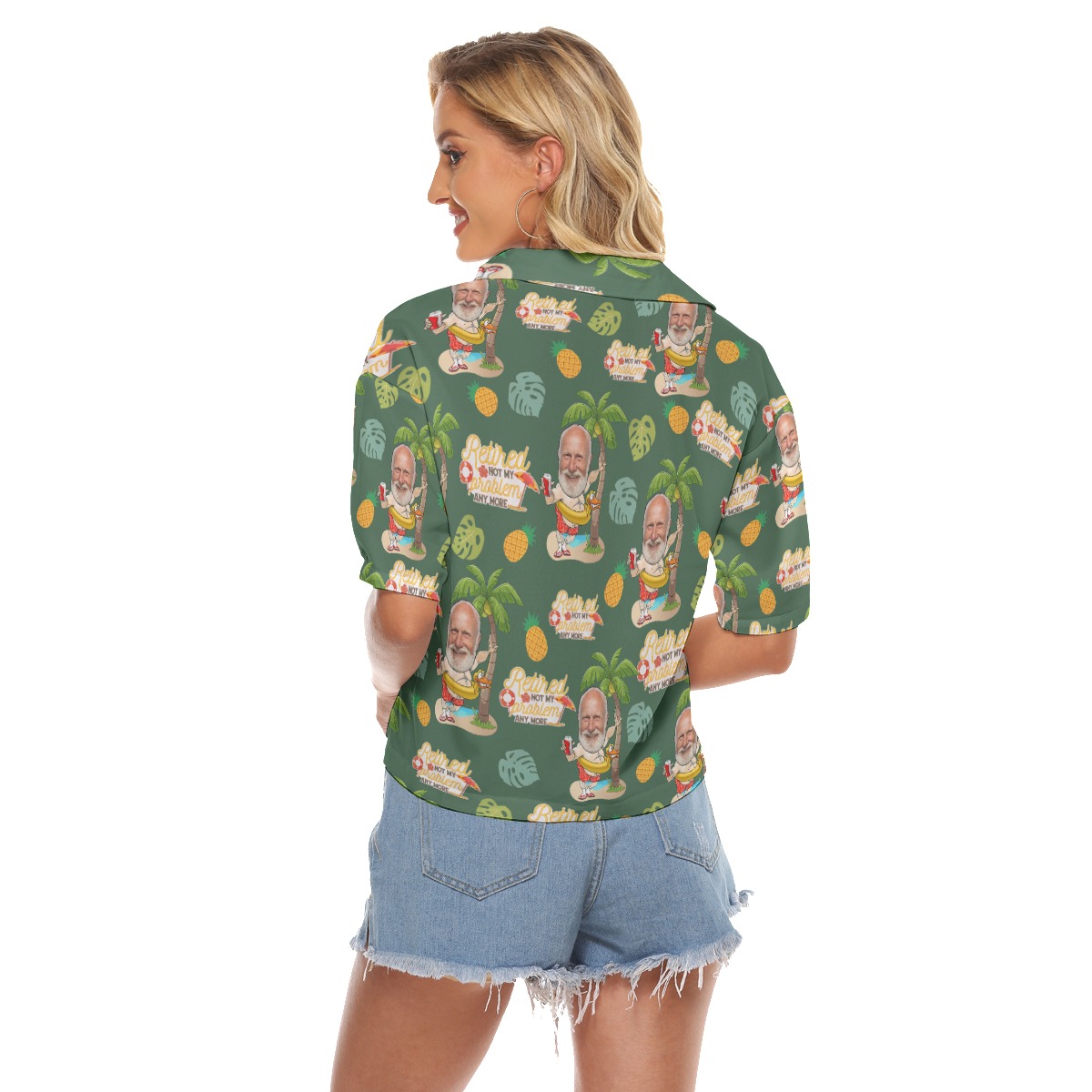 Funny Retirement Gift Ideas Custom Face Hawaiian Cropped Shirt For Women