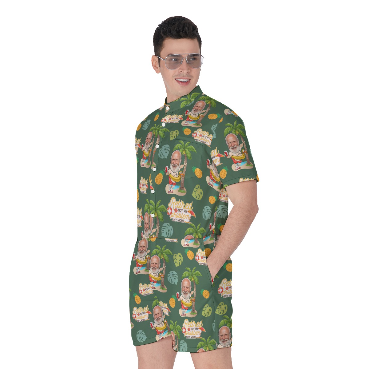 Retirement Gift Ideas Custom Face Hawaiian Romper For Men