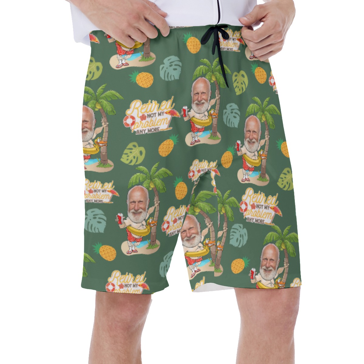 Retired Not My Problem Any More Custom Face Hawaiian Swim Trunks For Men