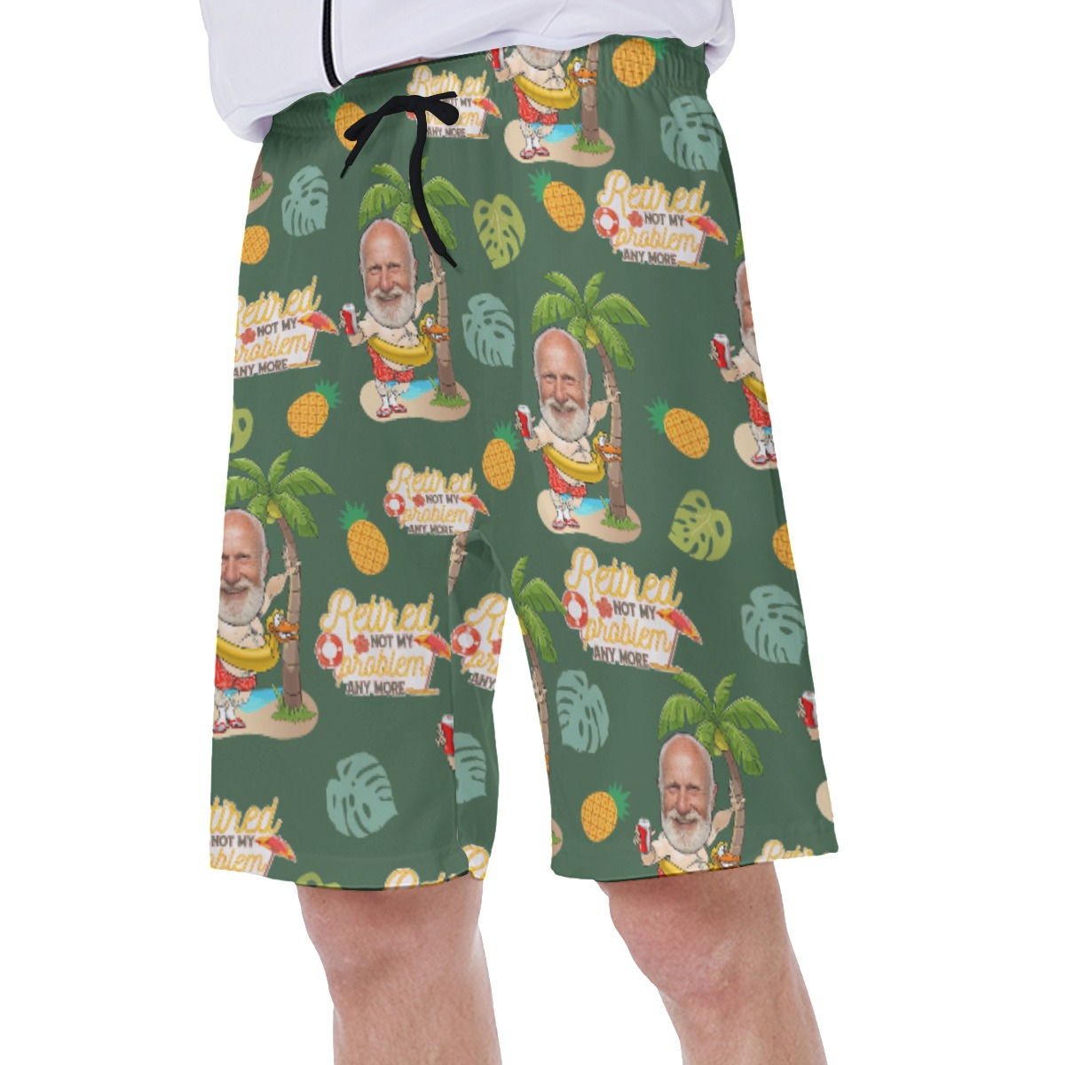 Retired Not My Problem Any More Custom Face Hawaiian Swim Trunks For Men
