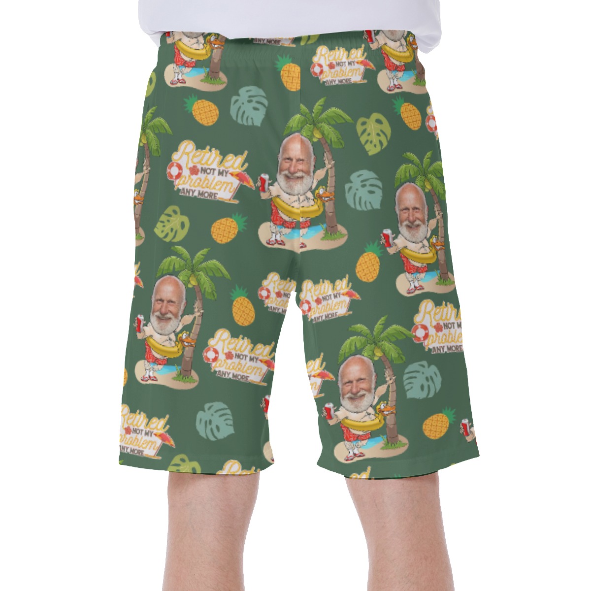 Retired Not My Problem Any More Custom Face Hawaiian Swim Trunks For Men