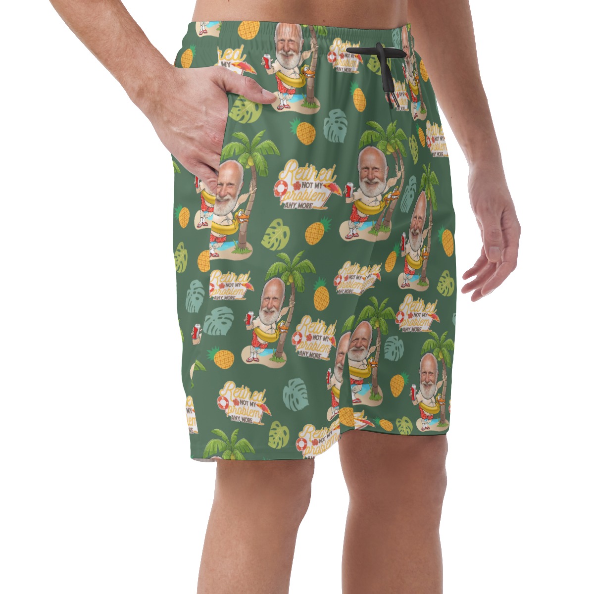 Funny Custom Face Hawaiian Beach Shorts Retired Not My Problem Any More