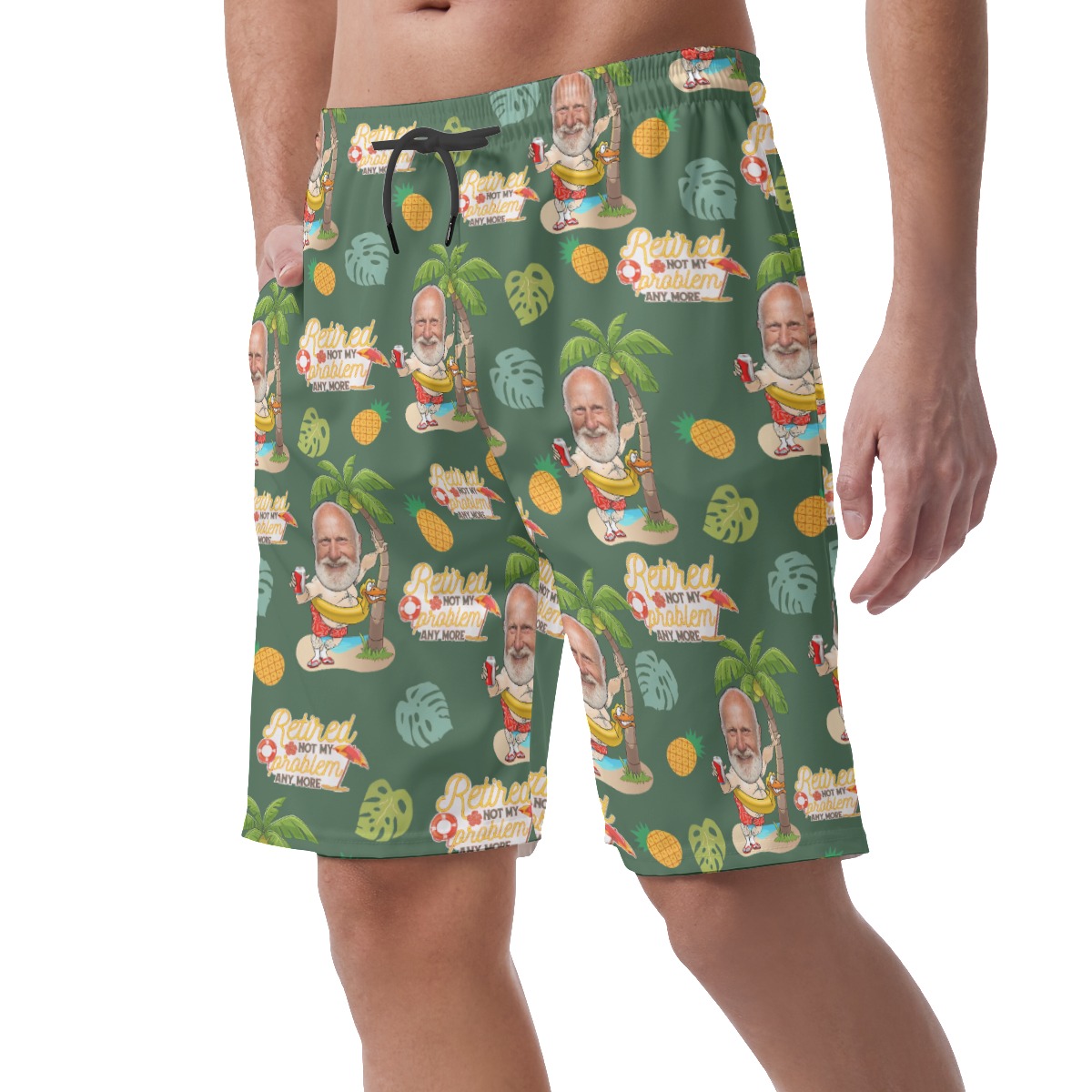 Funny Custom Face Hawaiian Beach Shorts Retired Not My Problem Any More
