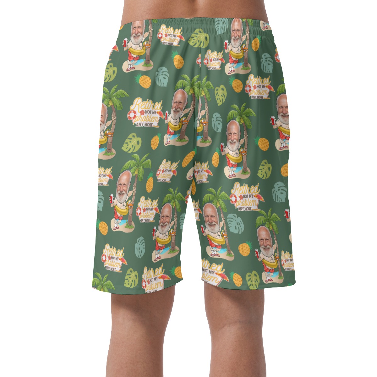 Funny Custom Face Hawaiian Beach Shorts Retired Not My Problem Any More