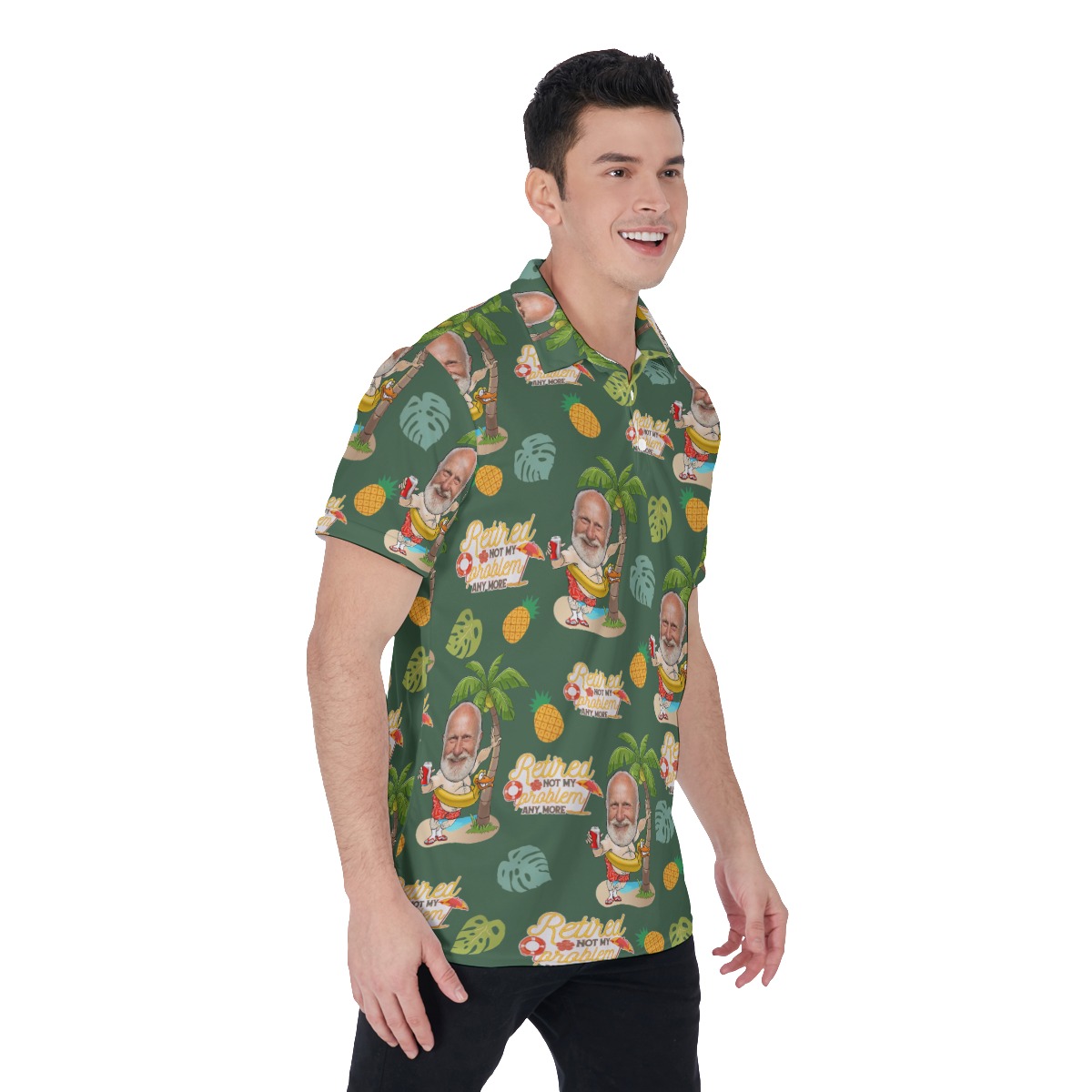 Funny Gifts Ideas Retirement Custom Face Hawaiian Polo Shirt