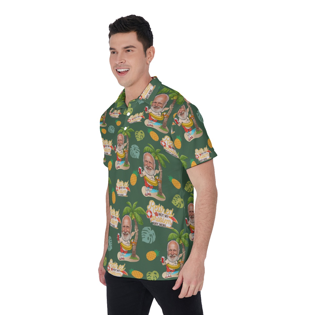 Funny Gifts Ideas Retirement Custom Face Hawaiian Polo Shirt