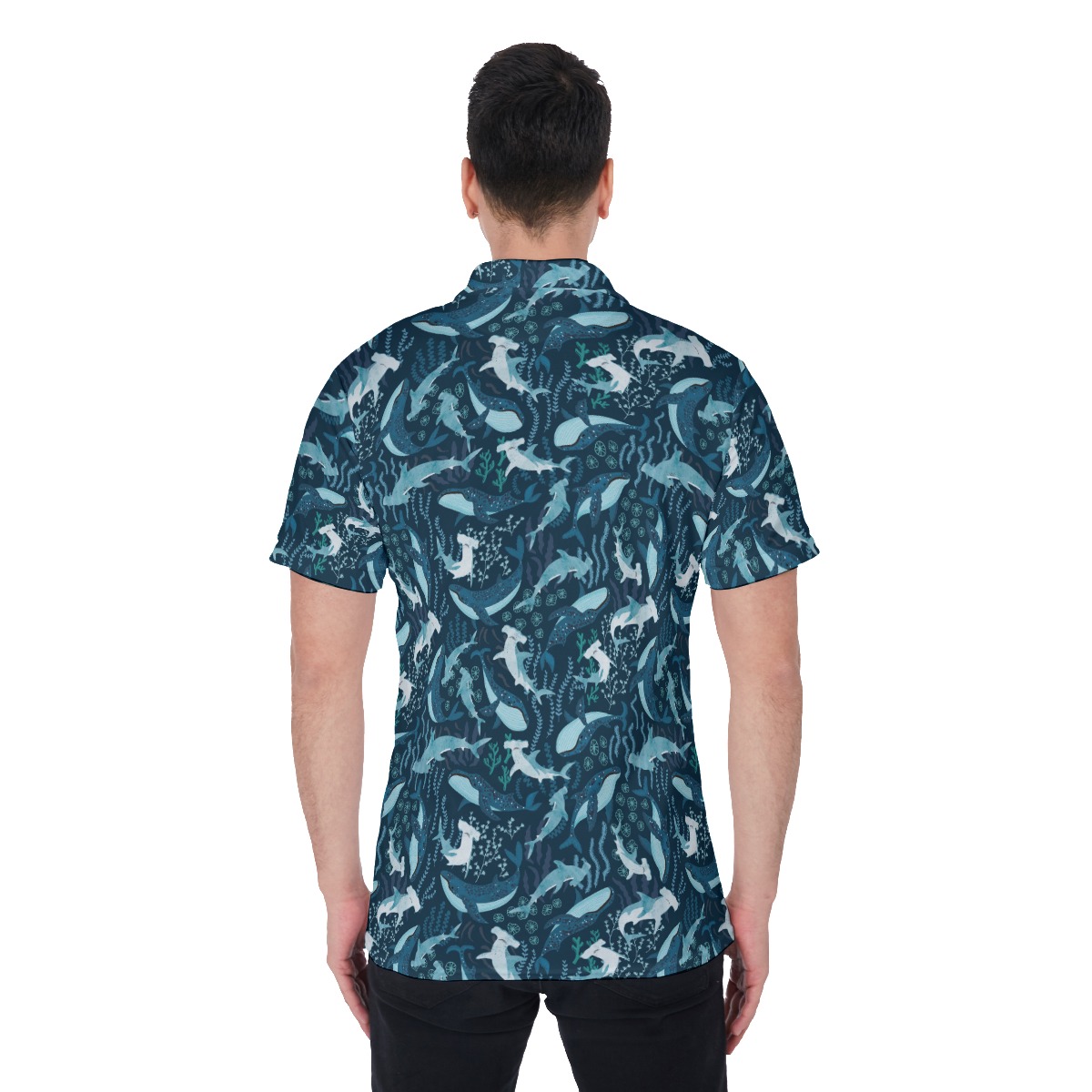 Hammerhead Sharks Hawaiian Polo Golf Shirt