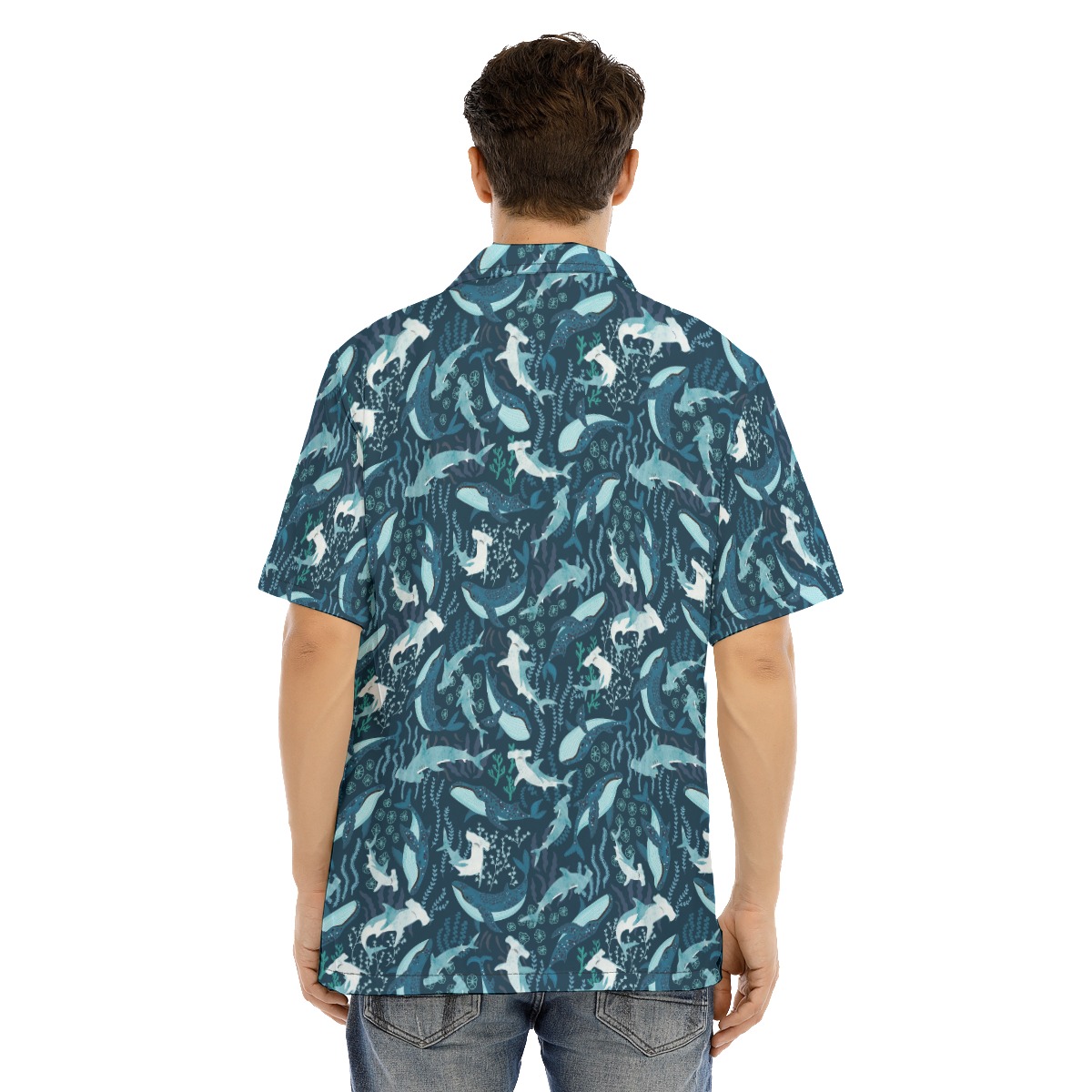 Hammerhead Sharks Blue Hawaiian Shirt