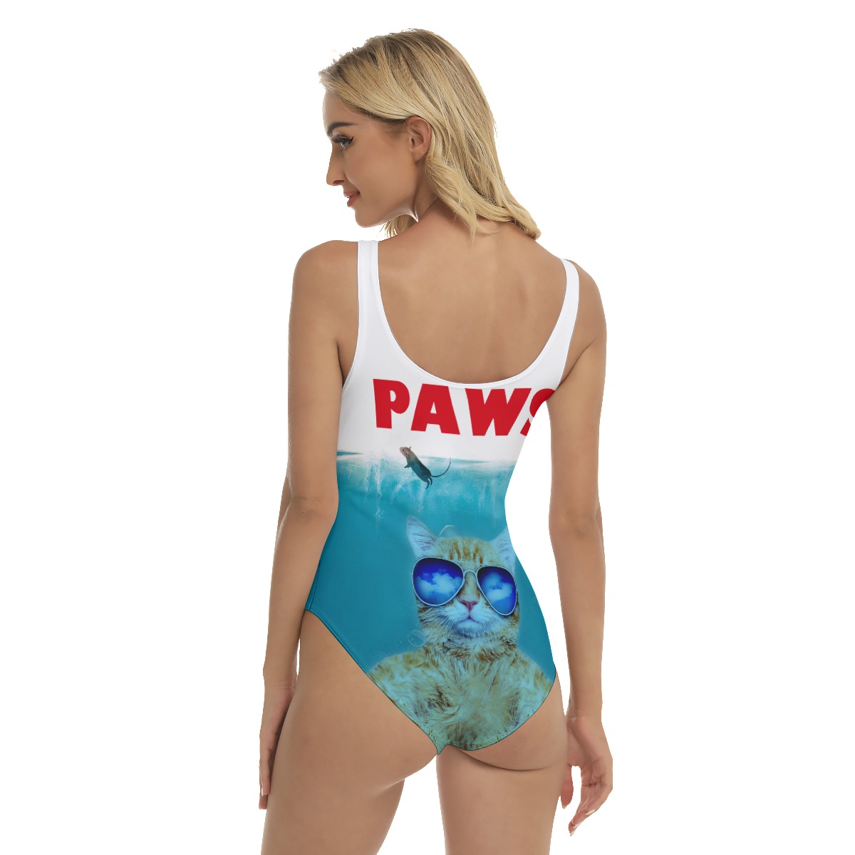 Funny Cat Paws Blue Hawaiian Swimsuit For Women