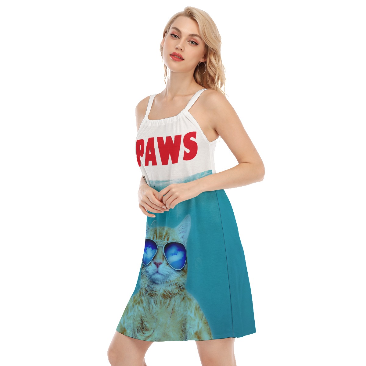 Funny Blue Cat Paws Summer Dresses For Women