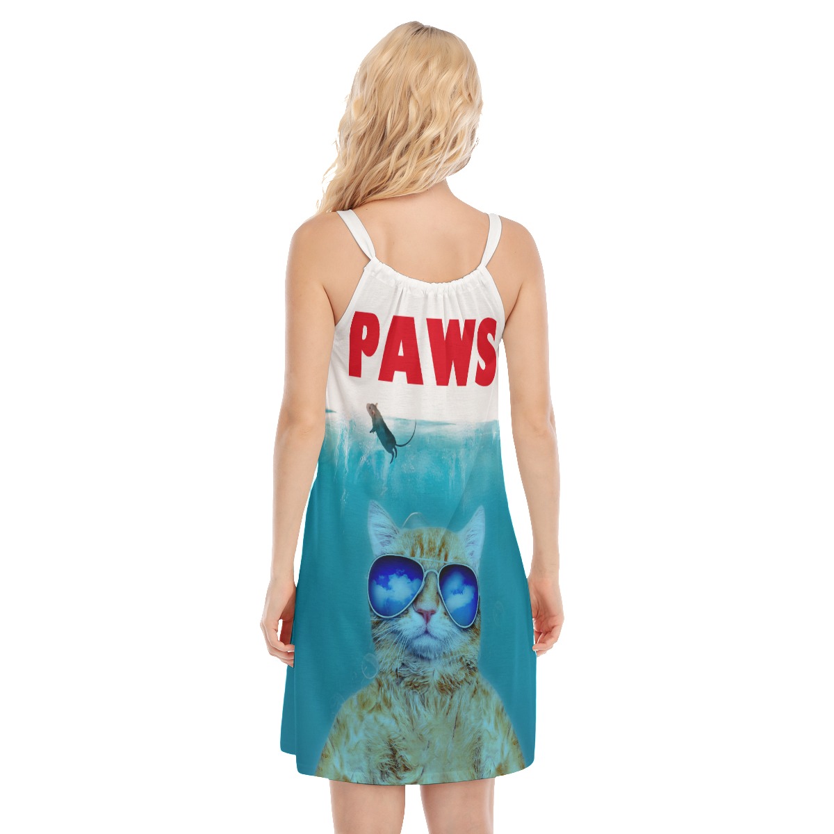 Funny Blue Cat Paws Summer Dresses For Women