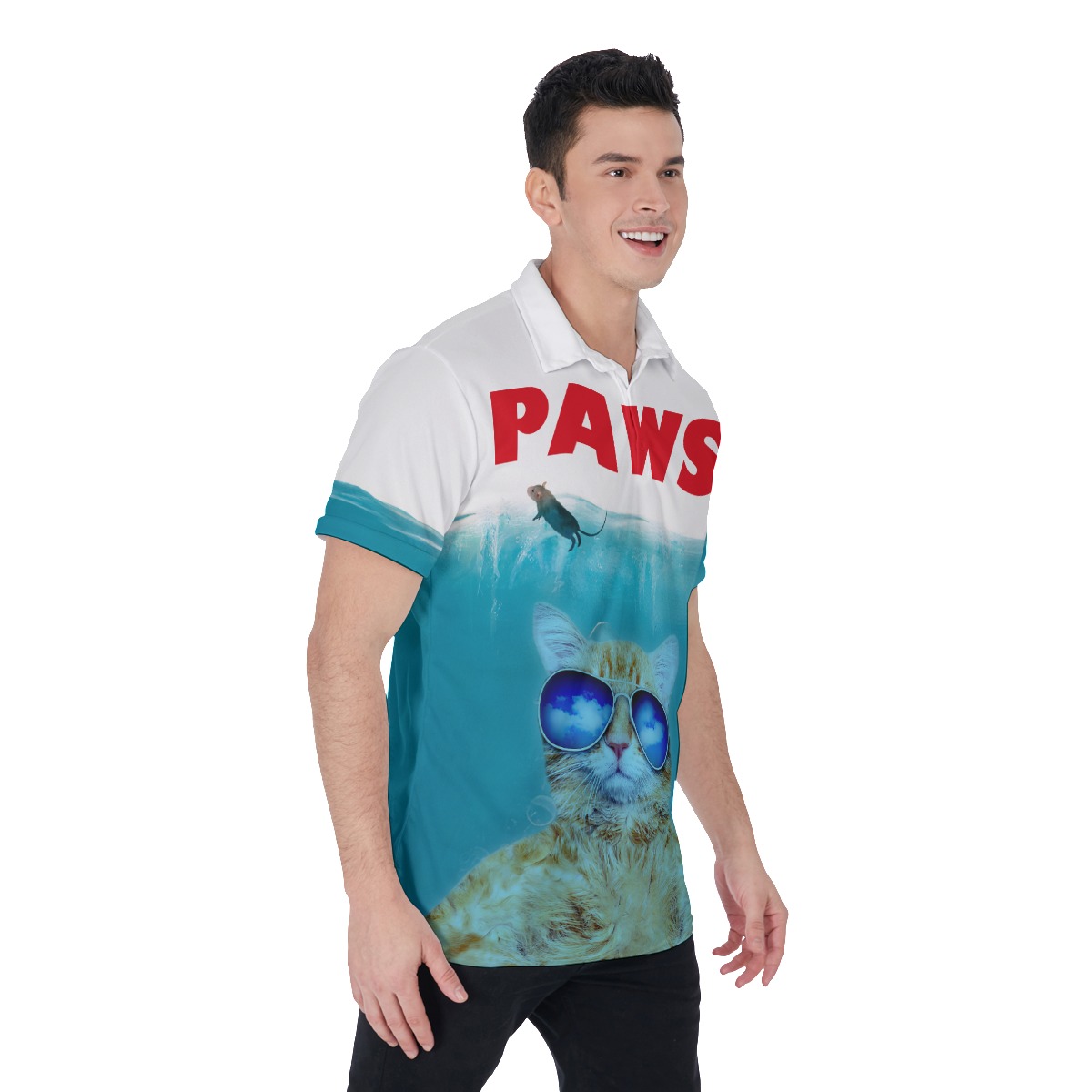 Funny Cat Paws Hawaiian Polo Shirt