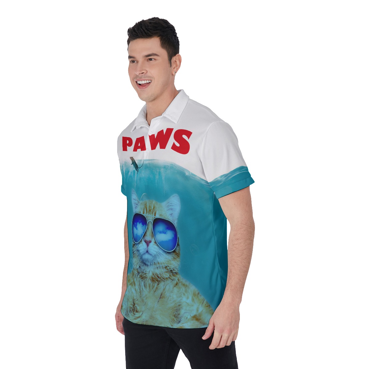 Funny Cat Paws Hawaiian Polo Shirt