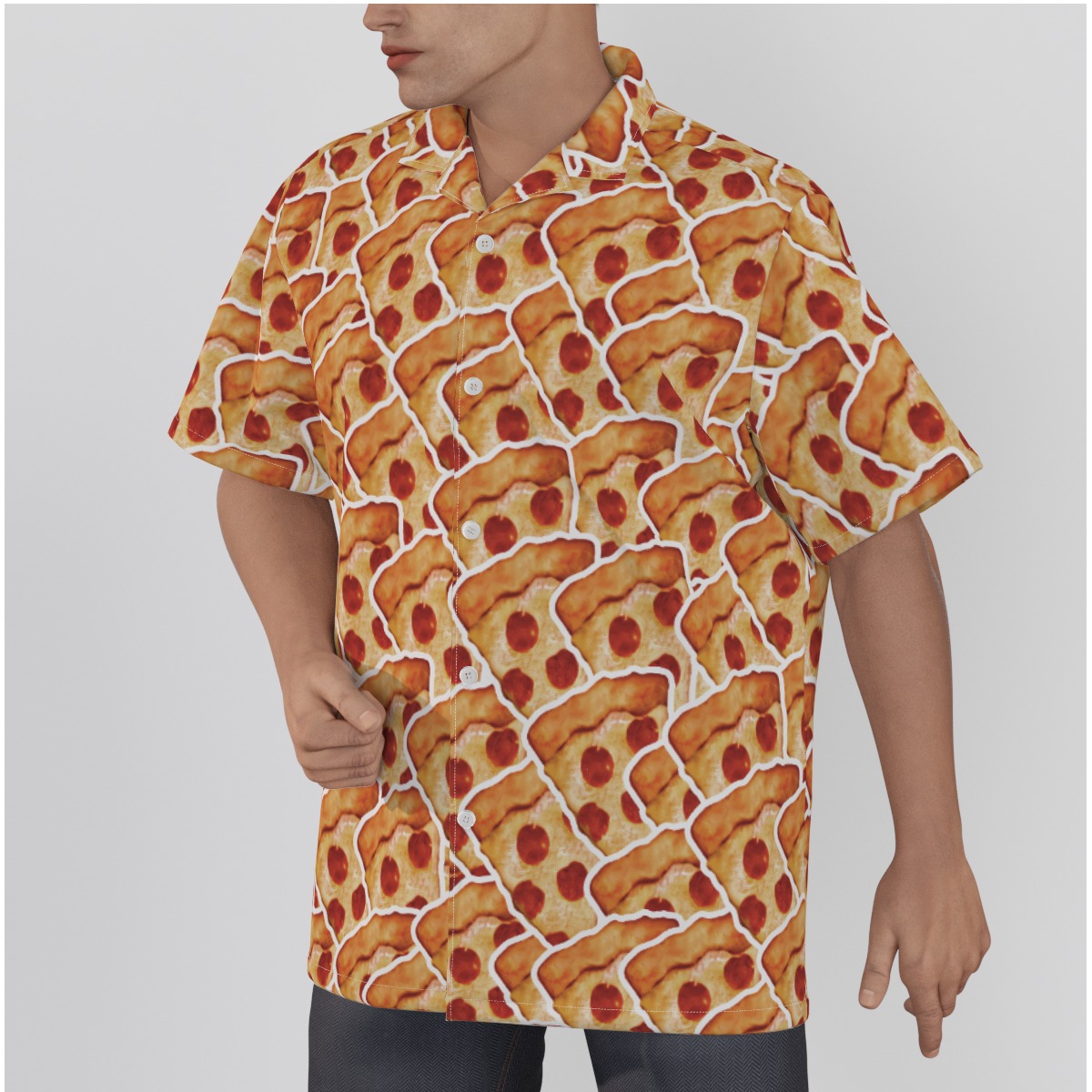Funny Pizza Cotton Men's Hawaiian Shirt