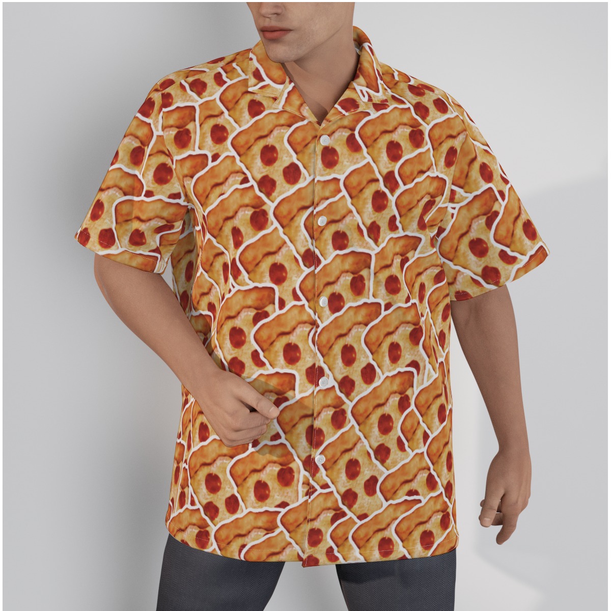 Funny Pizza Cotton Men's Hawaiian Shirt