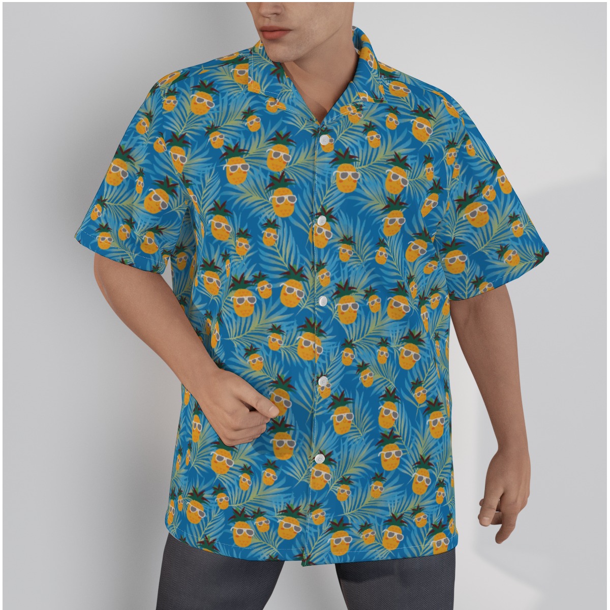 Cotton Pineapple Hawaiian Tropical Shirt For Men